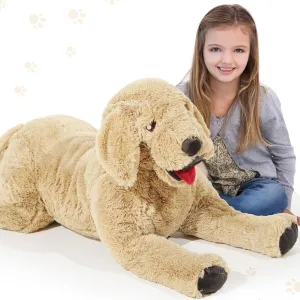 Geosar Dog Stuffed Animals Plush 47.2 Inch Soft Cuddly Golden Retriever Plush Toys Large Stuffed Dog Body Pillow Gifts for Kids Girls Boys Birthday