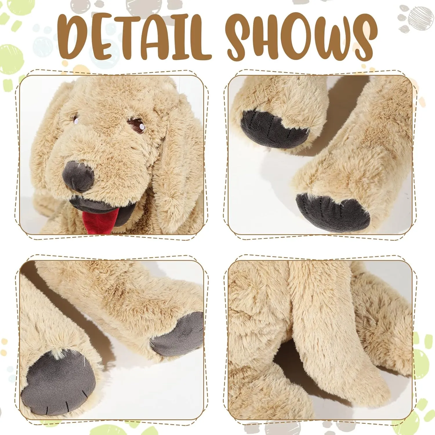 Geosar Dog Stuffed Animals Plush 47.2 Inch Soft Cuddly Golden Retriever Plush Toys Large Stuffed Dog Body Pillow Gifts for Kids Girls Boys Birthday