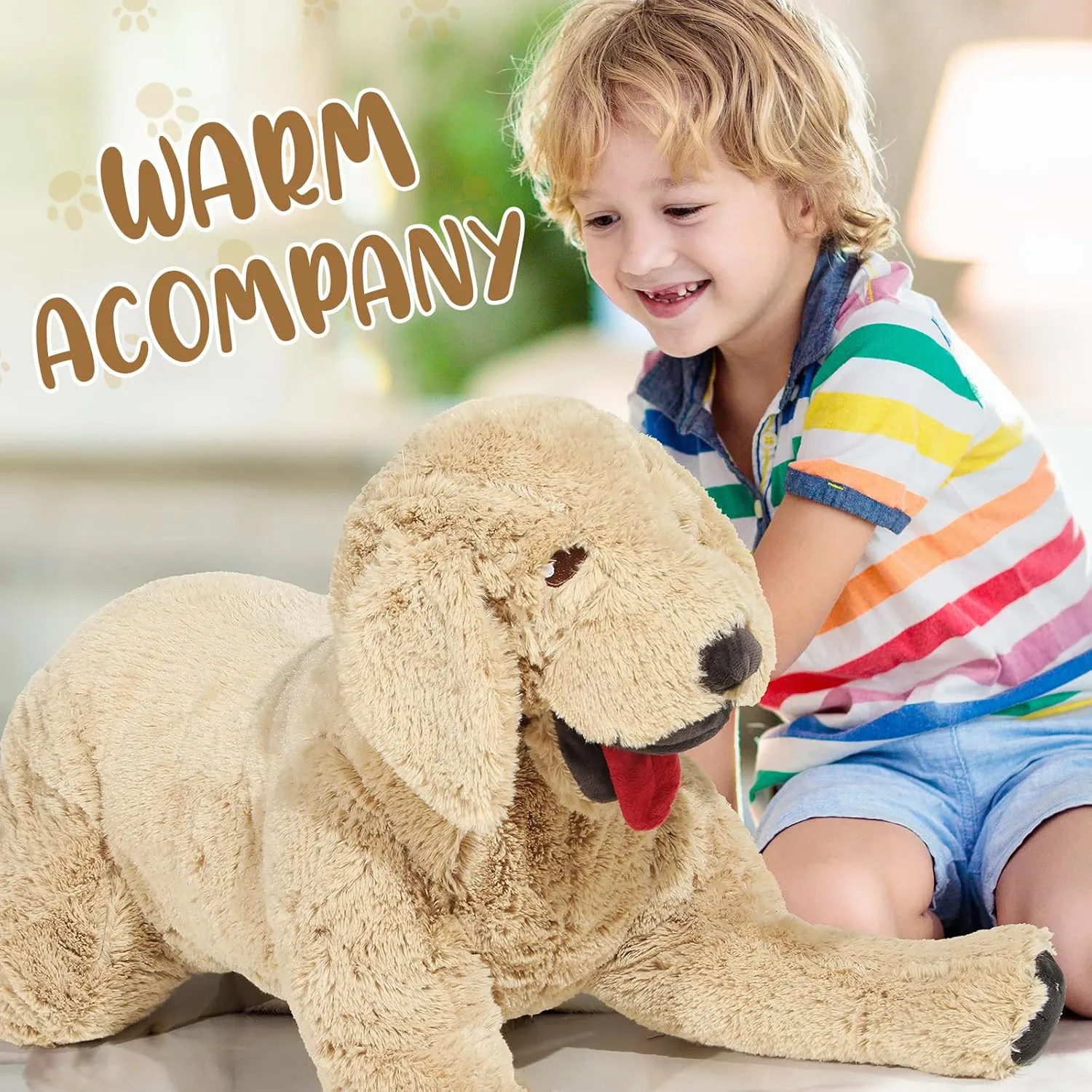 Geosar Dog Stuffed Animals Plush 47.2 Inch Soft Cuddly Golden Retriever Plush Toys Large Stuffed Dog Body Pillow Gifts for Kids Girls Boys Birthday
