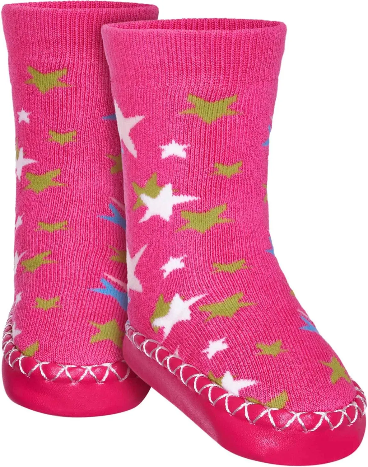 Girl's Anti-Slip Cotton Socks Squared Slippers