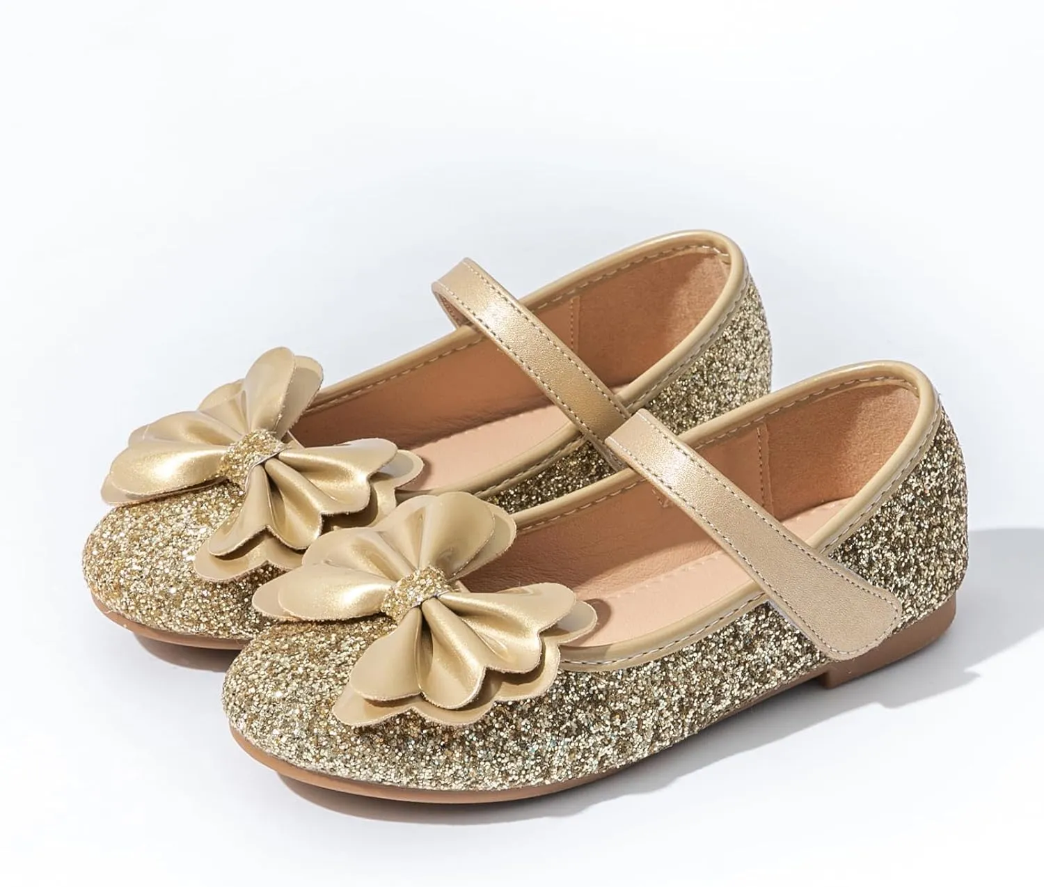Girls Dress Shoes Mary Jane Wedding Party Shoes Glitter Bridesmaids Princess Flat