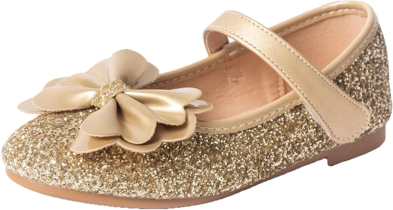 Girls Dress Shoes Mary Jane Wedding Party Shoes Glitter Bridesmaids Princess Flat