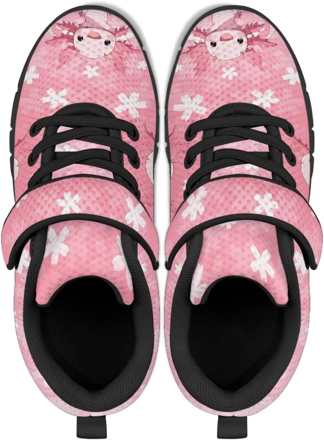 Girls Running Shoes with Hook and Loop Cute Print Kids Tennis Shoes for Outdoor Activities