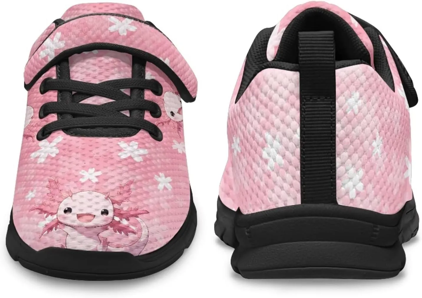 Girls Running Shoes with Hook and Loop Cute Print Kids Tennis Shoes for Outdoor Activities
