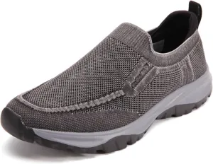 Go Tour Men's Walking Shoes - Casual Washed Knit Loafer Comfortable Slip On Athletic Sneakers