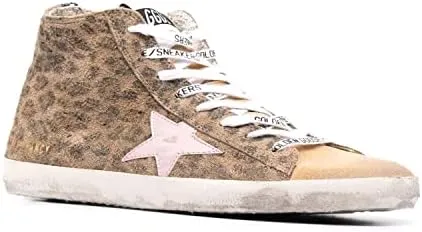 Golden Goose Francy Leopard Print Suede Upper Suede Toe Laminated Star Glitter List Womens Distressed Sneaker GWF00113.F001917.81279