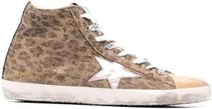 Golden Goose Francy Leopard Print Suede Upper Suede Toe Laminated Star Glitter List Womens Distressed Sneaker GWF00113.F001917.81279