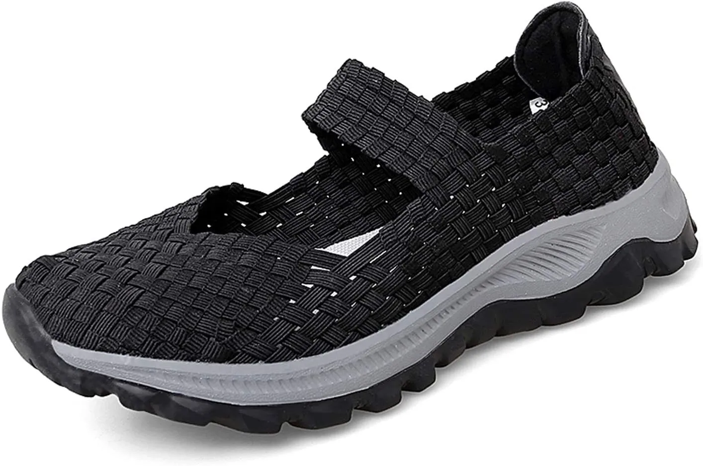 GOSPT Women's Elastic Woven Walking Shoes Mary Jane Flats Slip on Sneakers