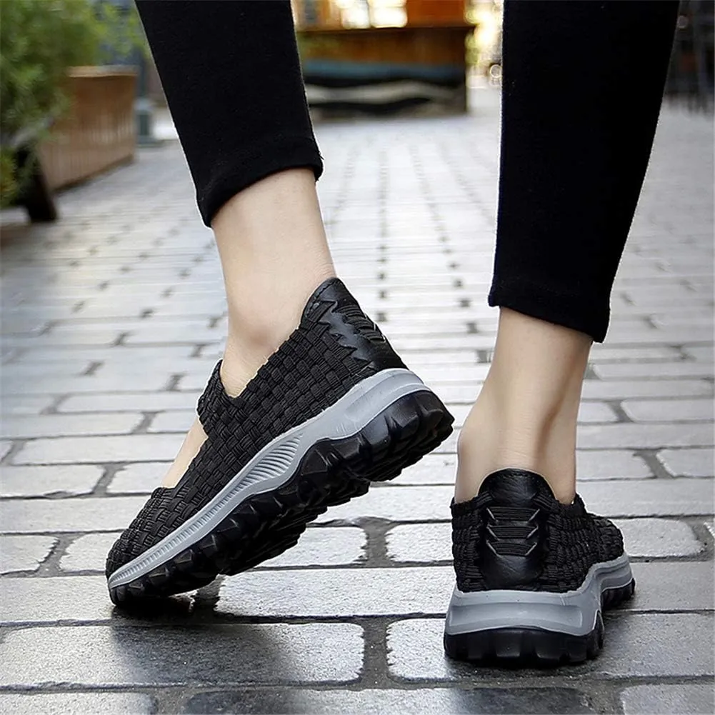 GOSPT Women's Elastic Woven Walking Shoes Mary Jane Flats Slip on Sneakers