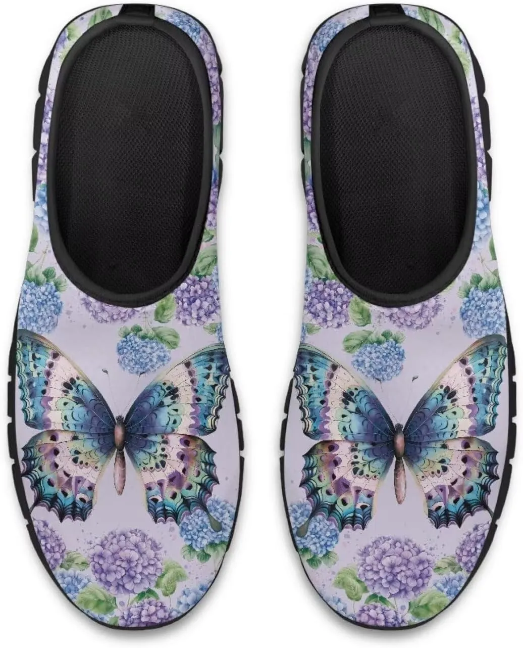 GOSTONG Floral Art Sneakers for Women Comfy Soft Sole Non Slip Walking Sneakers for Outdoor Travel Easy Slip on Lightweight Indoor Loafers Black US 5.5-11.5