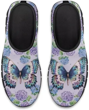 GOSTONG Floral Art Sneakers for Women Comfy Soft Sole Non Slip Walking Sneakers for Outdoor Travel Easy Slip on Lightweight Indoor Loafers Black US 5.5-11.5