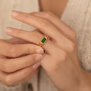 Green Signet Flat Ring