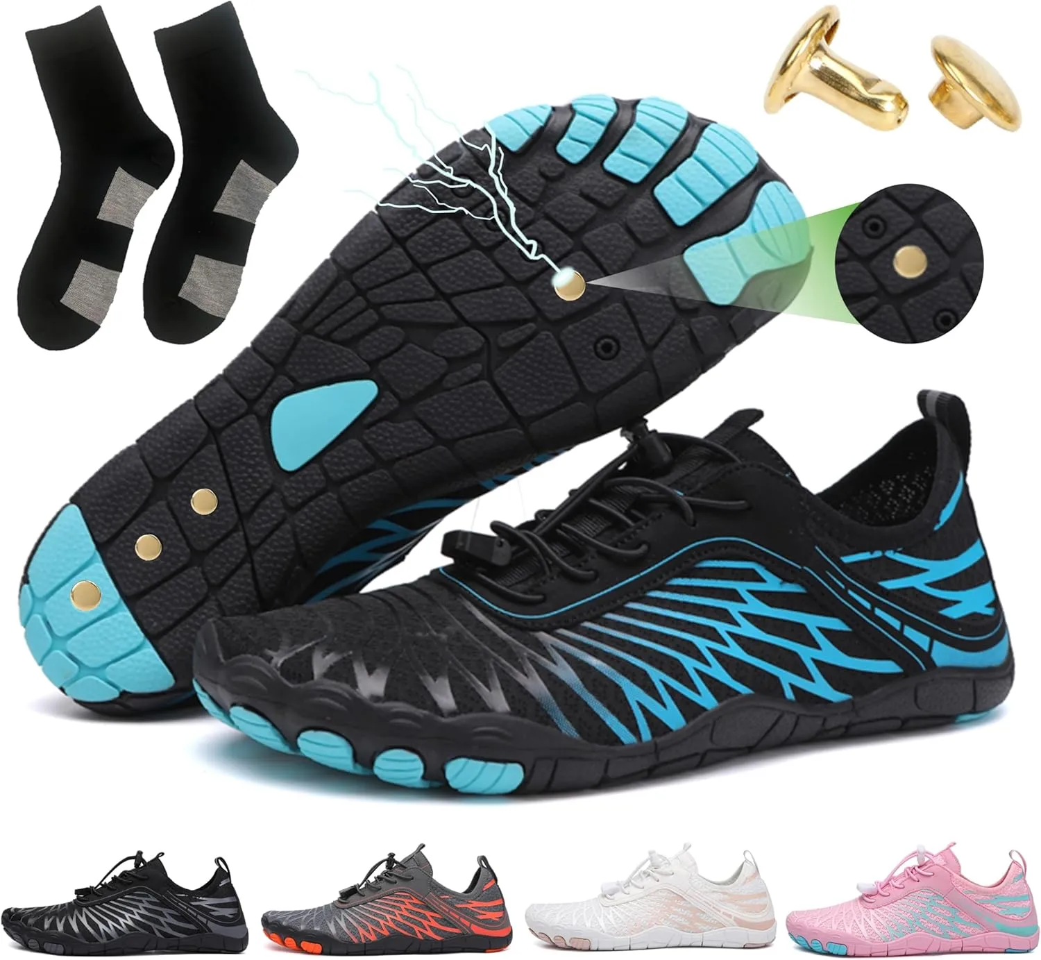 Grounding Shoes with Copper Barefoot Shoes Women Men, Outdoor Waterproof Hike Healthy Non-Slip Flexible