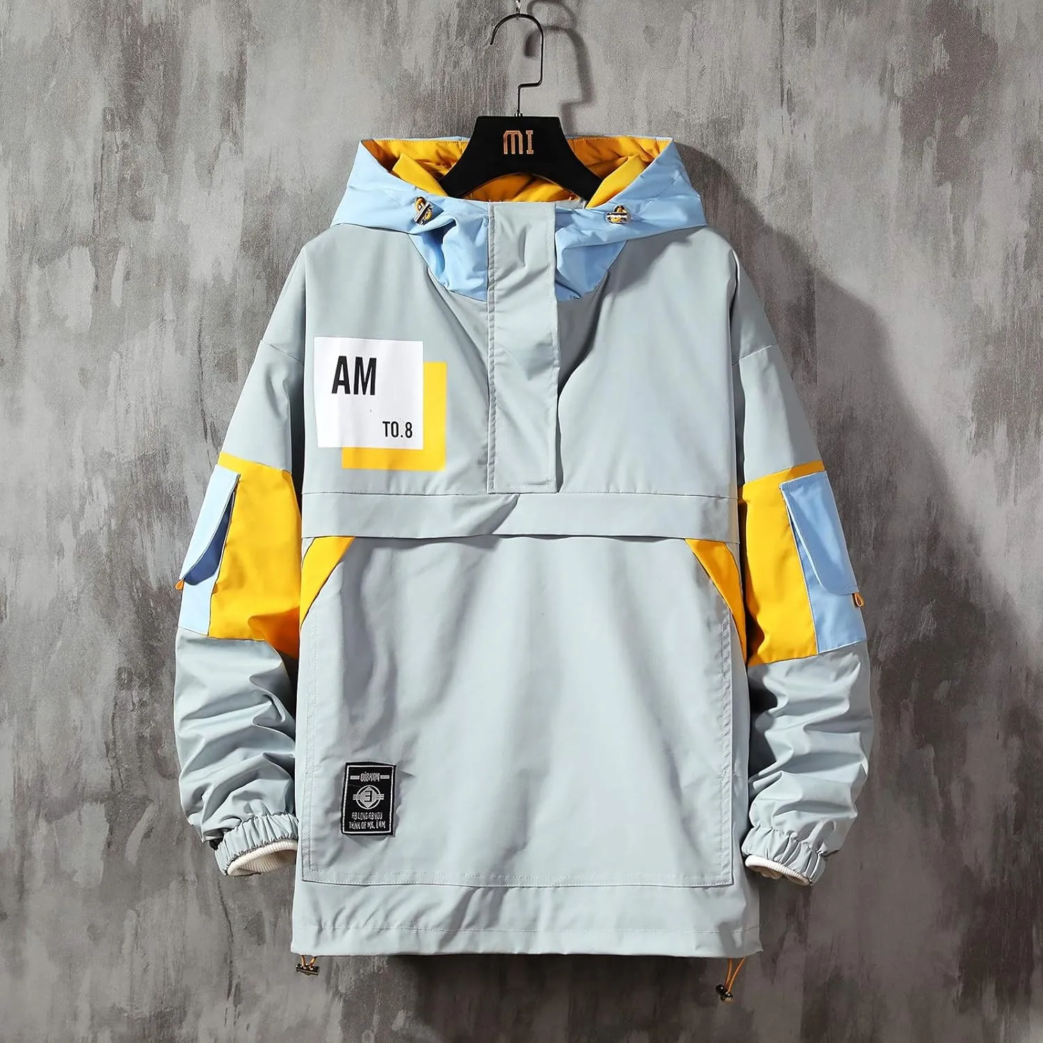 GURUNVANI Casual Hoodie Long Sleeve Hooded Jacket Color Block Pullover