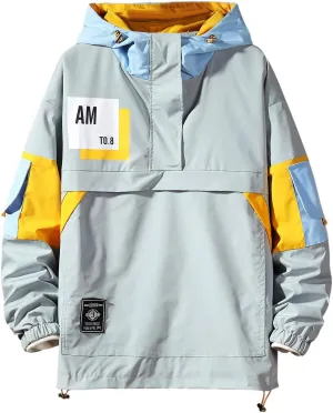 GURUNVANI Casual Hoodie Long Sleeve Hooded Jacket Color Block Pullover