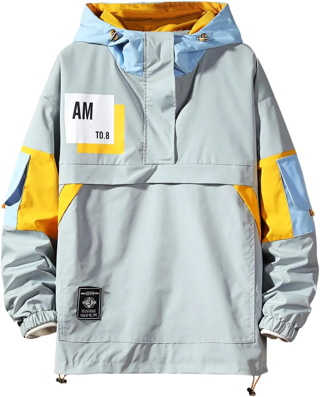 GURUNVANI Casual Hoodie Long Sleeve Hooded Jacket Color Block Pullover