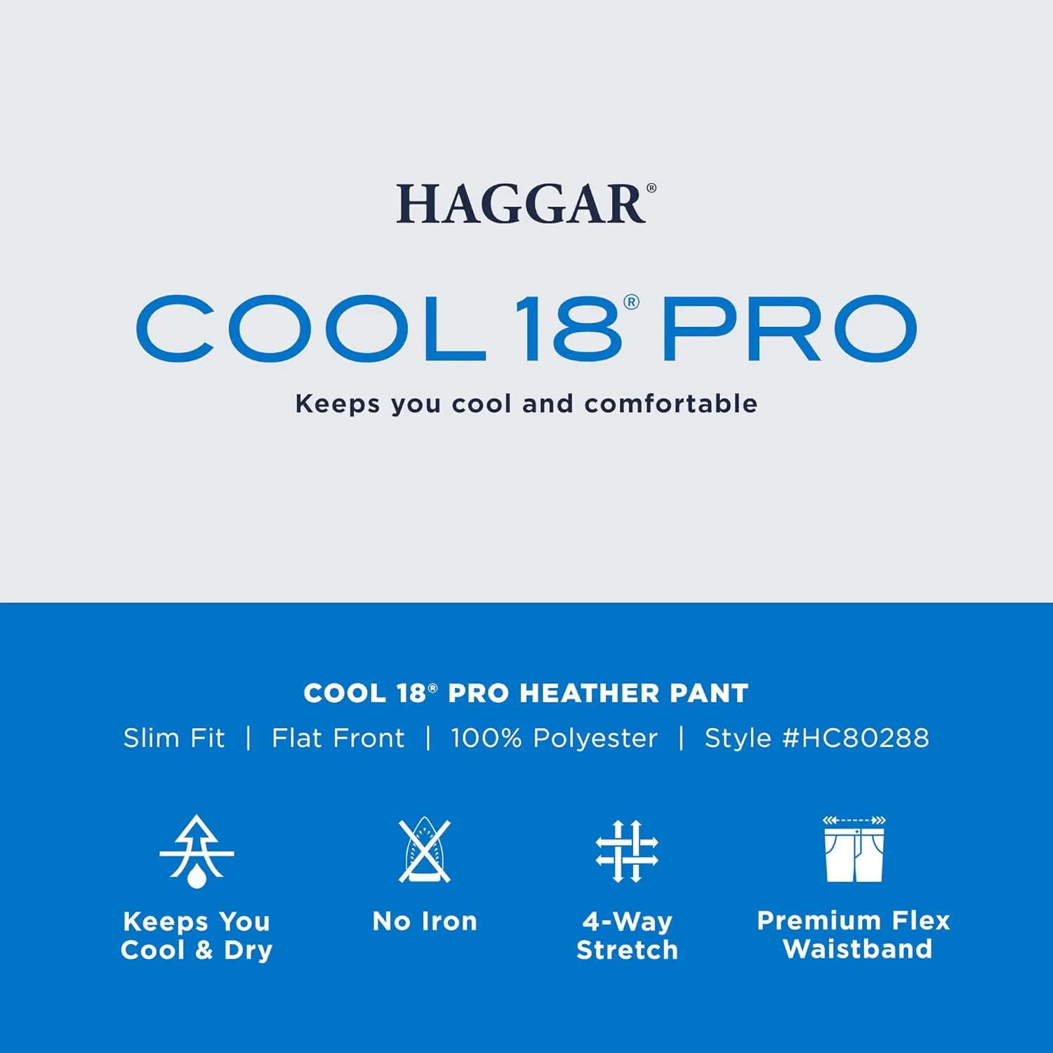 Haggar Men's Cool 18 Pro Slim Fit Flat Front Dress Casual Stretch Golf Pant