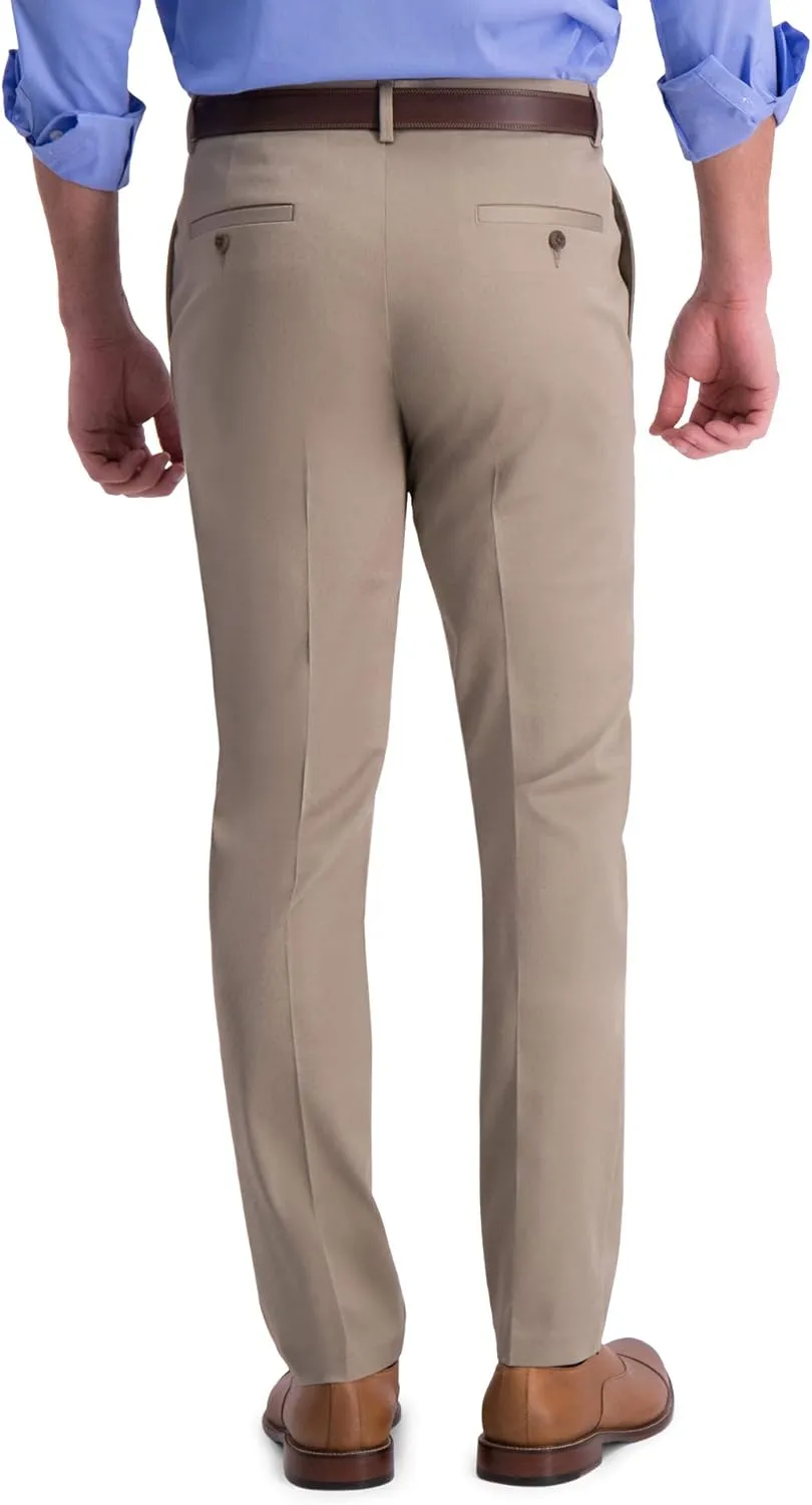 Haggar Men's Iron Free Premium Khaki Slim-Straight Fit Flat Front Flex Waist Casual Pant
