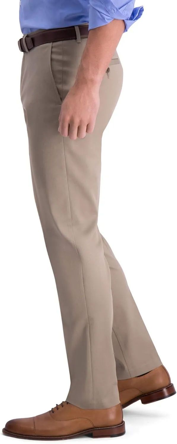 Haggar Men's Iron Free Premium Khaki Slim-Straight Fit Flat Front Flex Waist Casual Pant