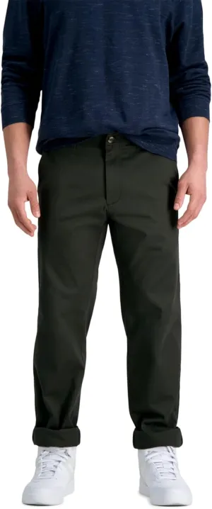 Haggar Men's Life Khaki Comfort Flat Front Slim Fit Chino Pant