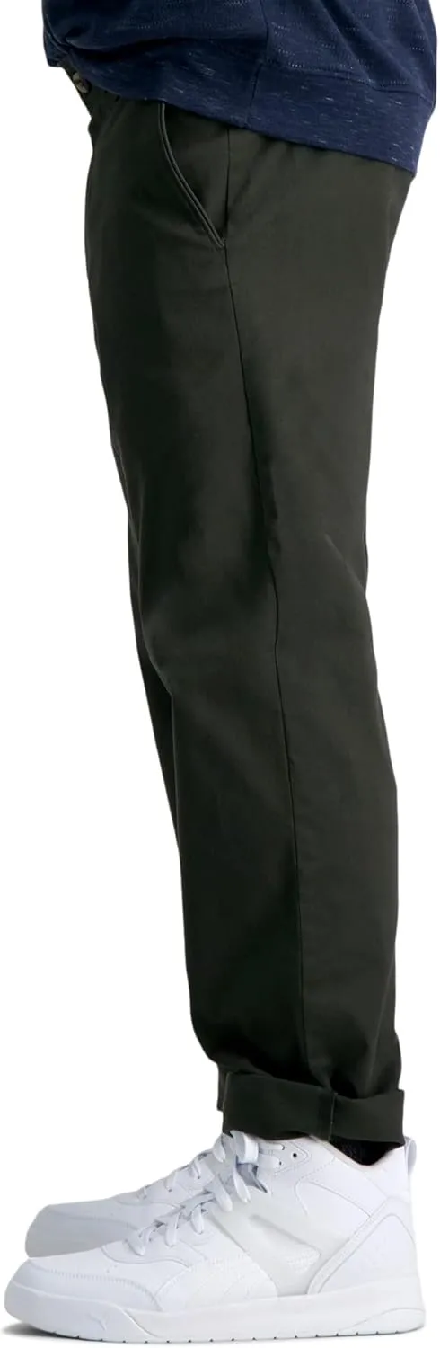 Haggar Men's Life Khaki Comfort Flat Front Slim Fit Chino Pant