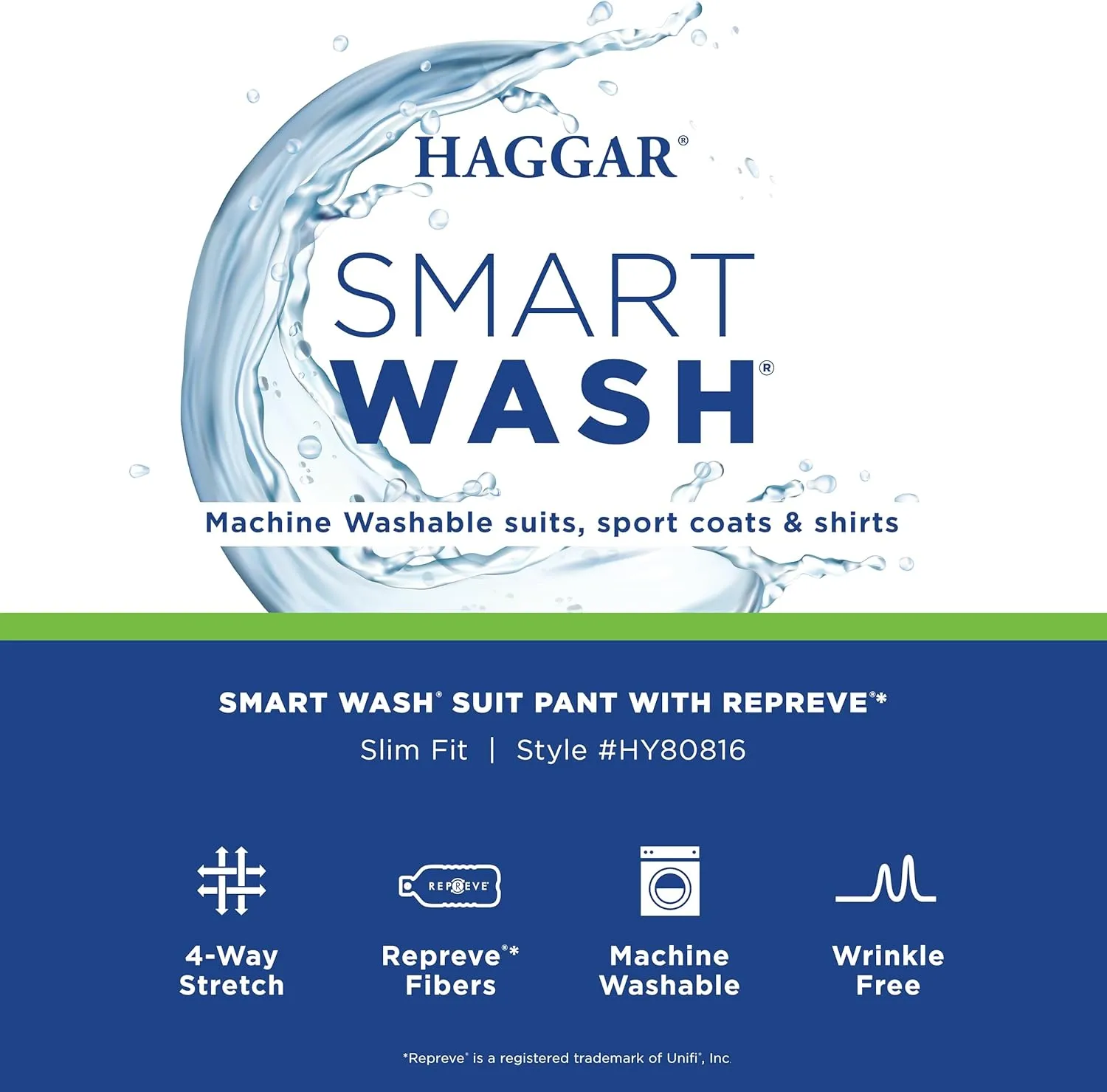 Haggar Men's Smart Wash with Repreve Slim Fit Suit Separates-Pants & Jackets