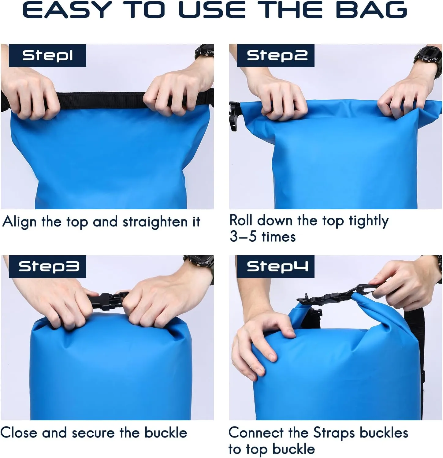 Haimont Waterproof Dry Bag Floating Dry Sack Roll Top Drybag Backpack for Kayaking, Rafting, Boating, Fishing with IPX8 Waterproof Phone Case, Blue, 30L