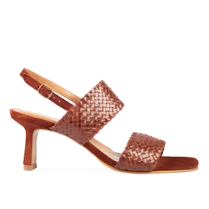 Hand-braided sandal with heel
