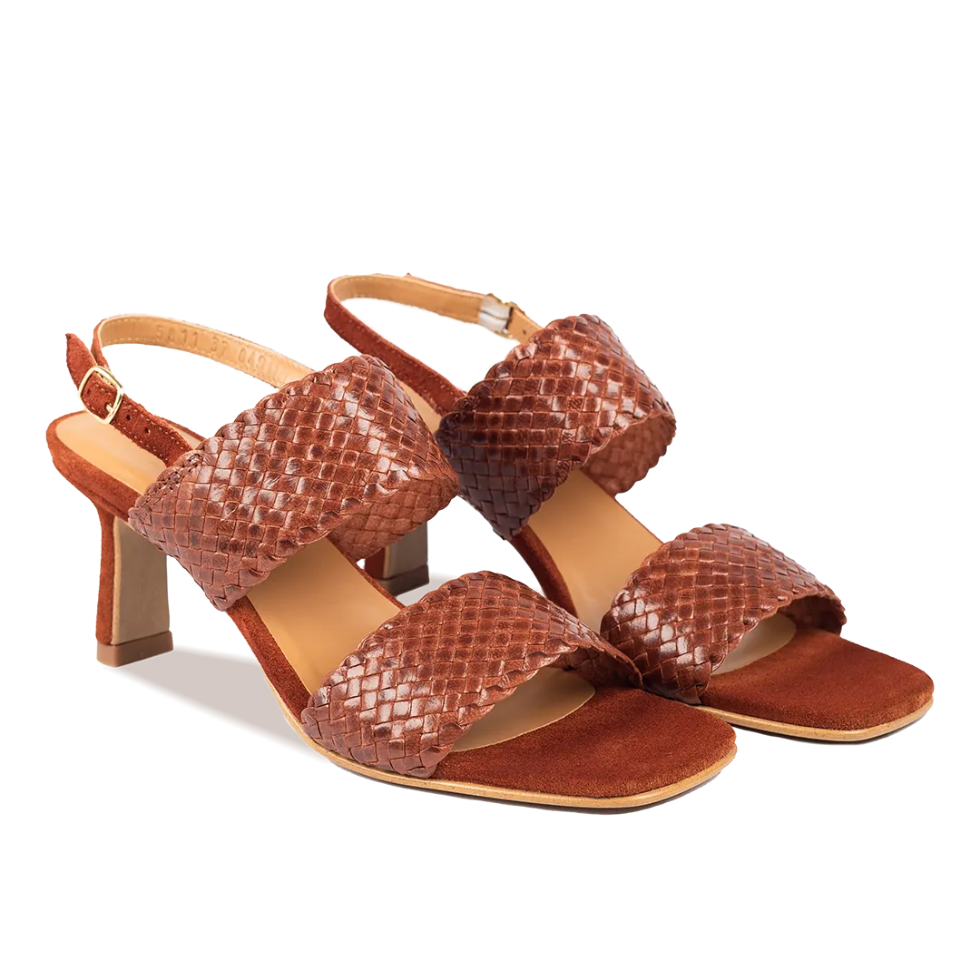 Hand-braided sandal with heel