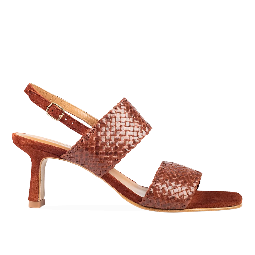 Hand-braided sandal with heel