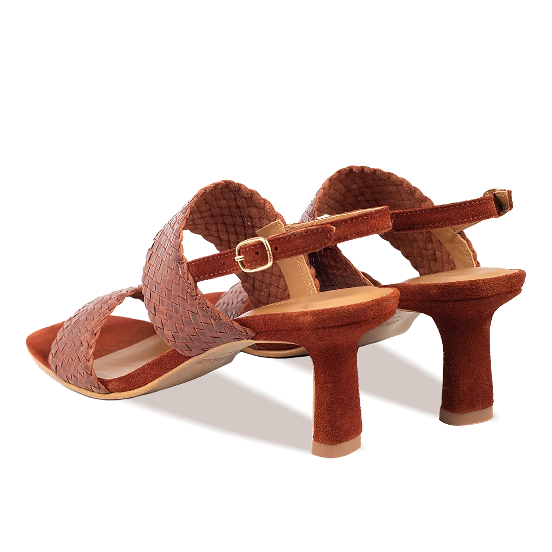Hand-braided sandal with heel