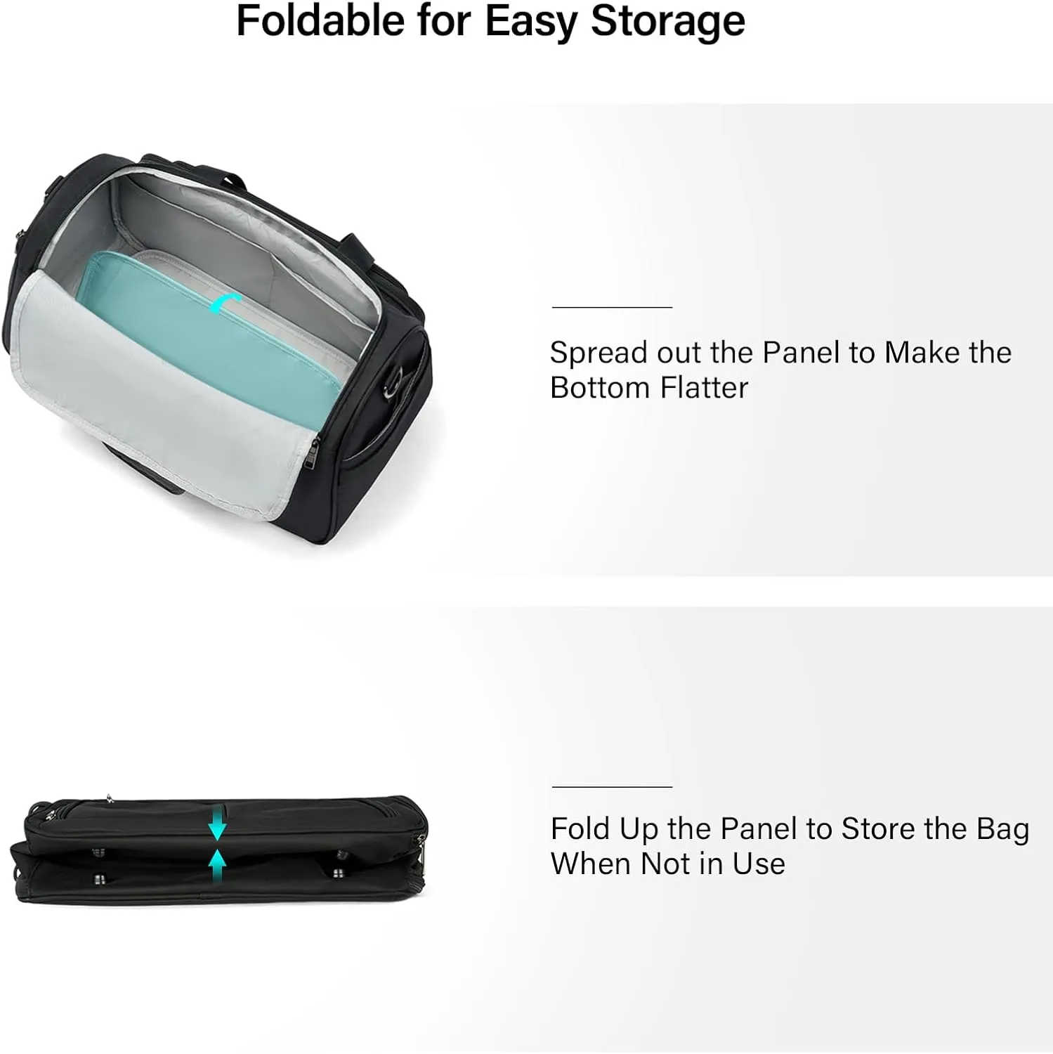Hanke Foldable Underseat Carry On luggage Bag, Travel Tote Bag for Women & Men, Personal Item Travel Bag Softside Lightweight Luggage Bags for Travel Flight Crew Overnight Weekender Bag.（Black）