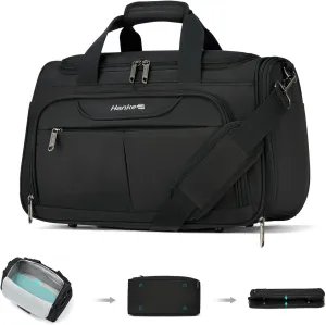 Hanke Foldable Underseat Carry On luggage Bag, Travel Tote Bag for Women & Men, Personal Item Travel Bag Softside Lightweight Luggage Bags for Travel Flight Crew Overnight Weekender Bag.（Black）