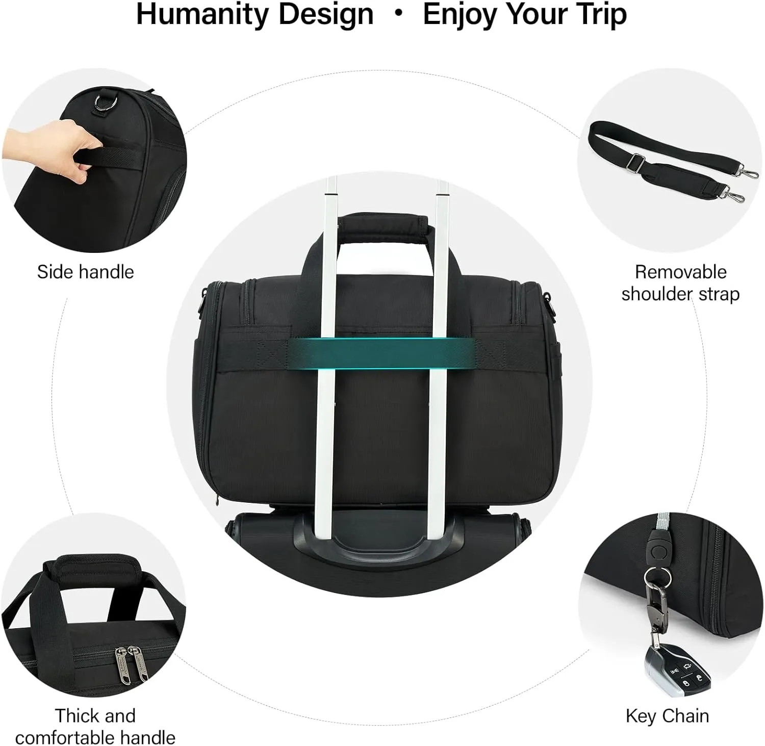 Hanke Foldable Underseat Carry On luggage Bag, Travel Tote Bag for Women & Men, Personal Item Travel Bag Softside Lightweight Luggage Bags for Travel Flight Crew Overnight Weekender Bag.（Black）