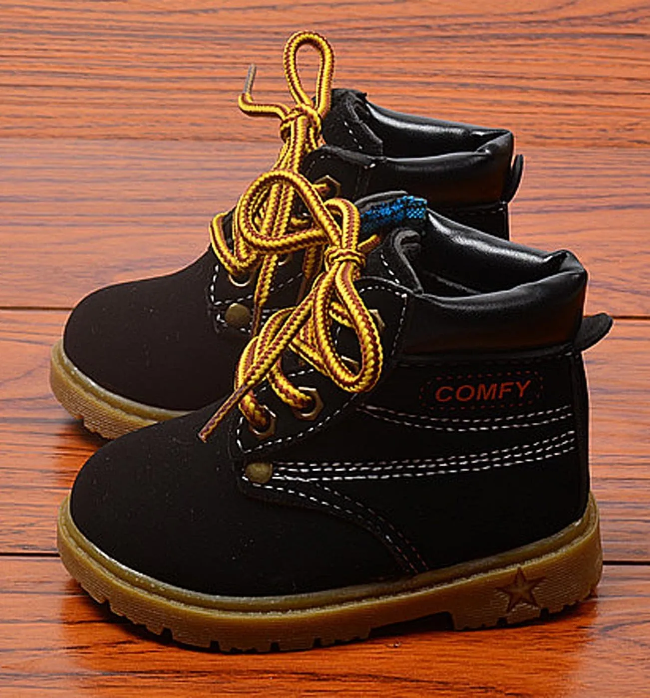 Happy Cherry Baby Autumn Boots Fashion Suede Leather Lace-Up Boots Soft Flat Ankle Boots