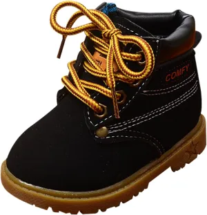 Happy Cherry Baby Autumn Boots Fashion Suede Leather Lace-Up Boots Soft Flat Ankle Boots