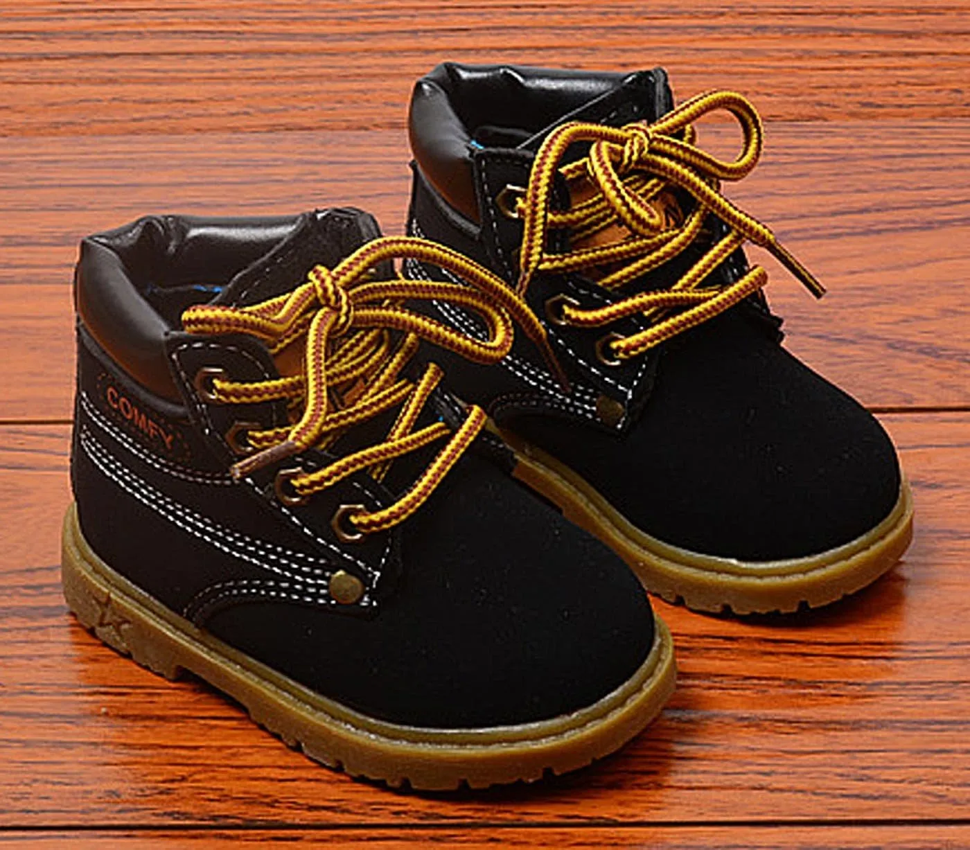 Happy Cherry Baby Autumn Boots Fashion Suede Leather Lace-Up Boots Soft Flat Ankle Boots