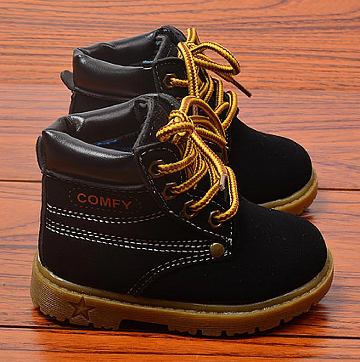 Happy Cherry Baby Autumn Boots Fashion Suede Leather Lace-Up Boots Soft Flat Ankle Boots