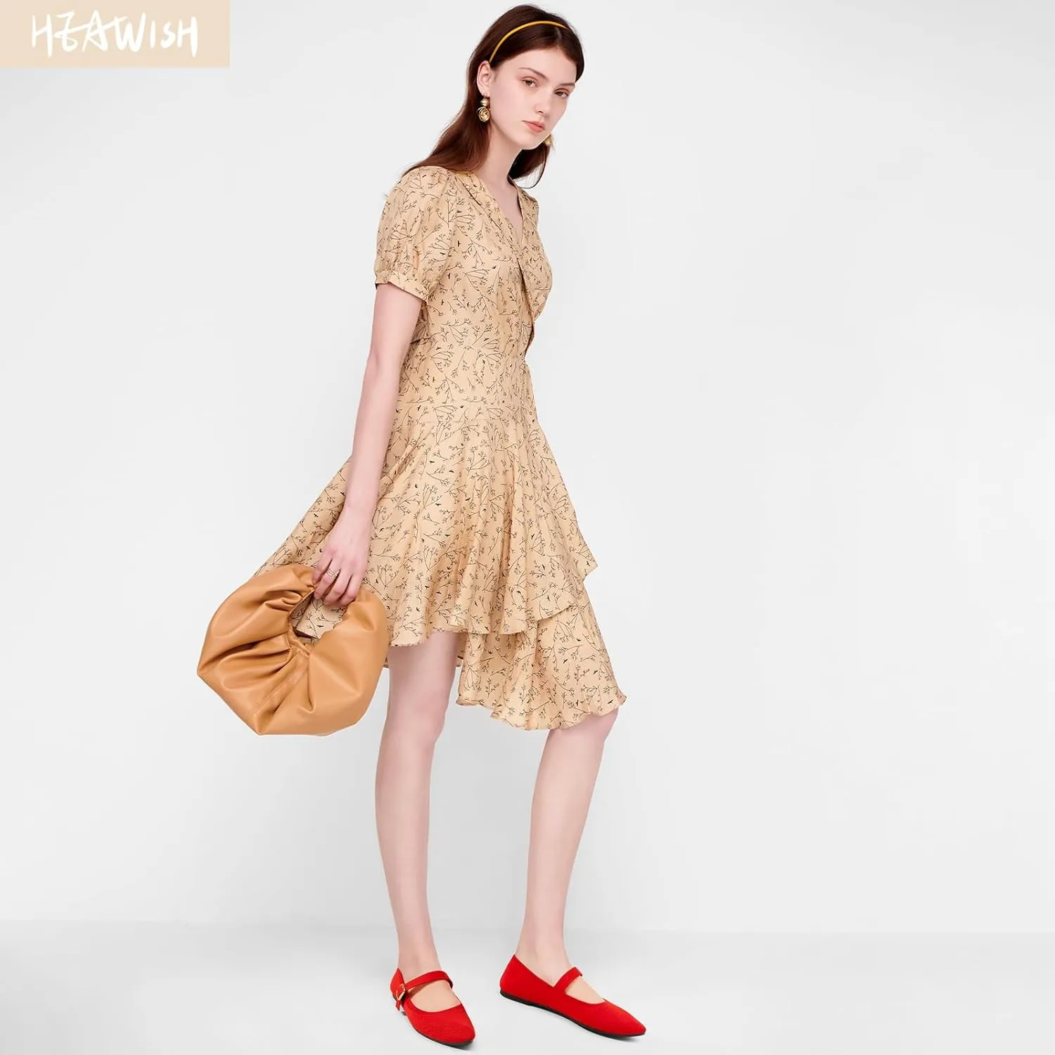 HEAWISH Women's Ballet Flat Shoes Mary Jane Pointed Toe Mesh Flats,Comfortable Slip on Ladies Shoe with Adjustable Strap,Casual Office Dress Flats for Work