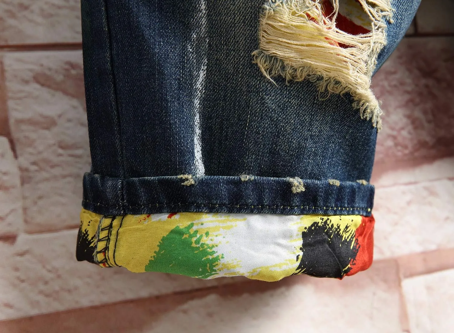 HENGAO Men's Ripped Jean Short Distressed Straight Fit Denim Shorts