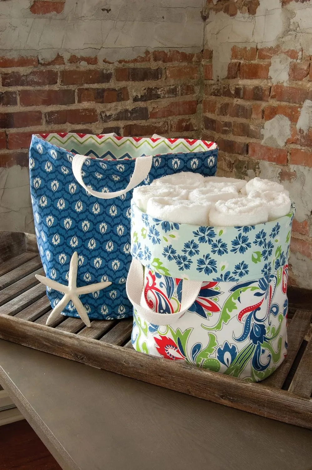 Heritage Lace Nantucket Flourish/Blooms Reversible Tote, 16 by 16 by 19-Inch