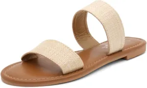 Herstyle Women’s Flat Sandals – Two Strap Comfortable Slides with Memory Foam, Trendy 2025 Summer Sandals, Lightweight Slip-On Open Toe Dressy & Casual Slippers for Women