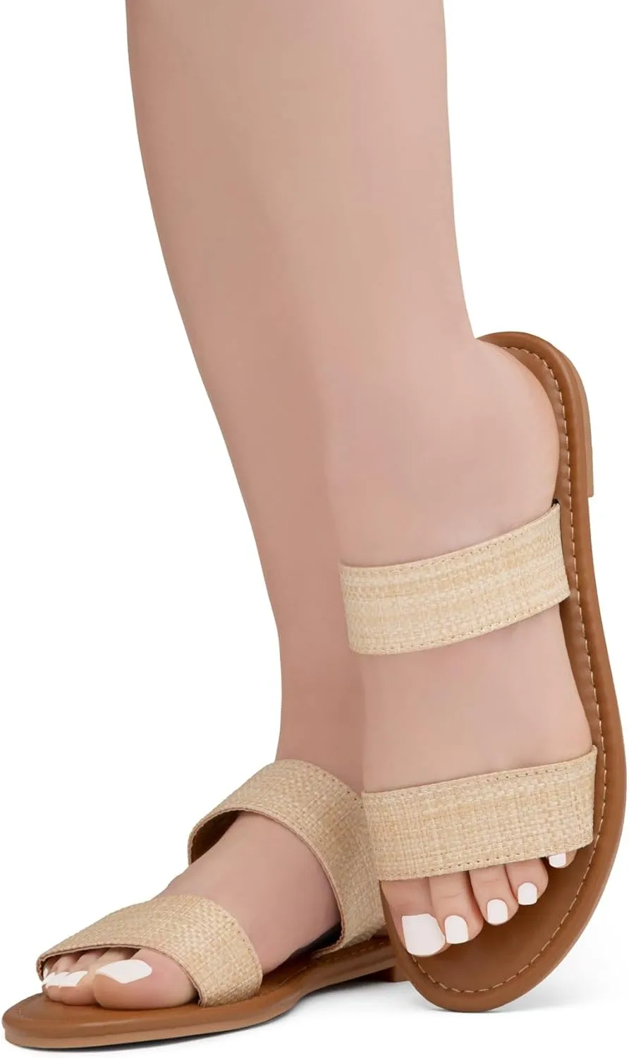 Herstyle Women’s Flat Sandals – Two Strap Comfortable Slides with Memory Foam, Trendy 2025 Summer Sandals, Lightweight Slip-On Open Toe Dressy & Casual Slippers for Women