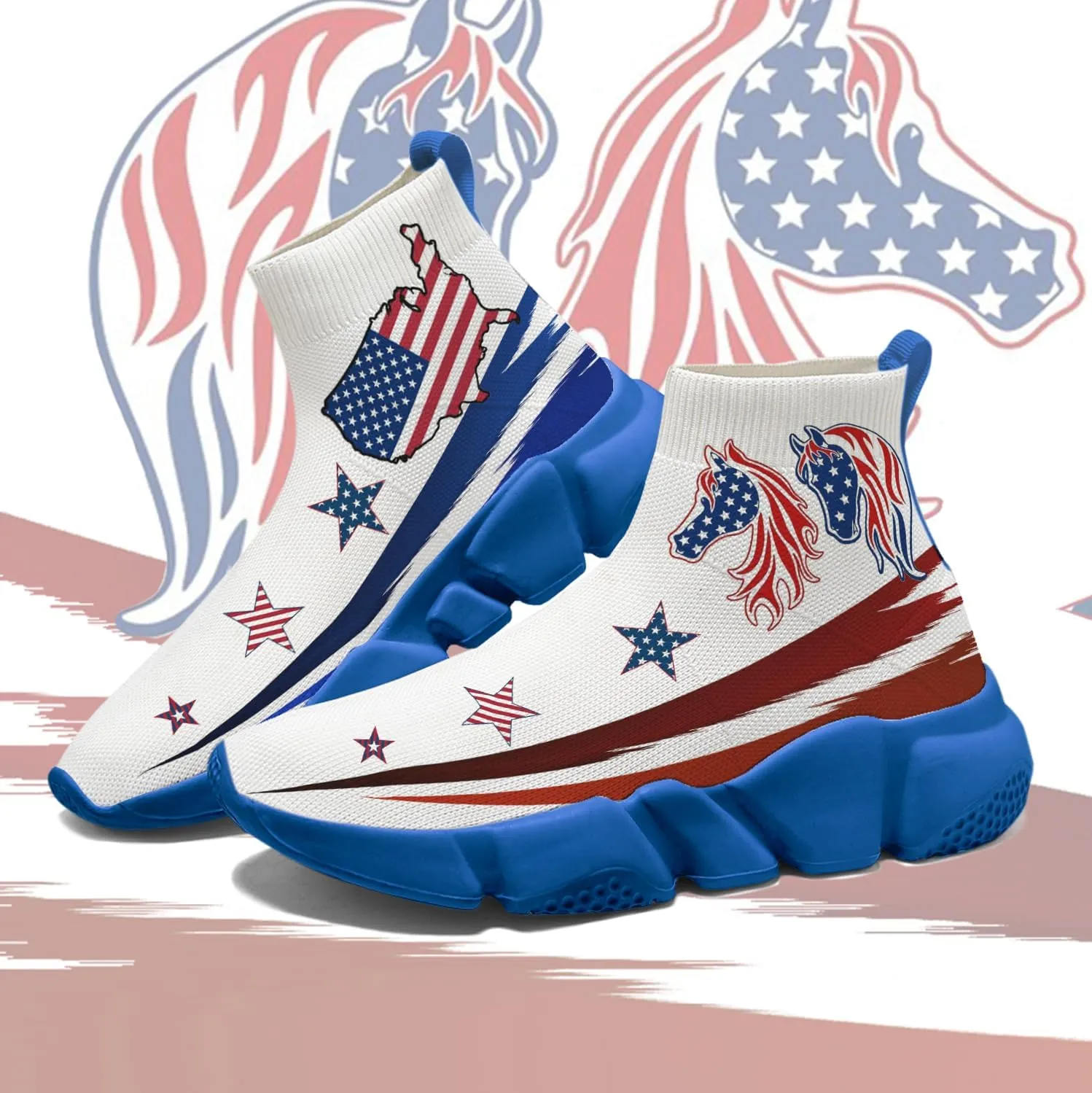 Hetios Men’s Graffiti Shoes July Fourth - Sock Sneakers Slip on Athletic Running Shoe Plus Size 7-15
