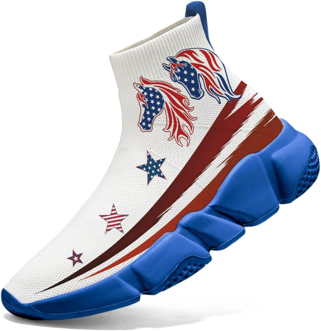 Hetios Men’s Graffiti Shoes July Fourth - Sock Sneakers Slip on Athletic Running Shoe Plus Size 7-15