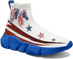 Hetios Men’s Graffiti Shoes July Fourth - Sock Sneakers Slip on Athletic Running Shoe Plus Size 7-15