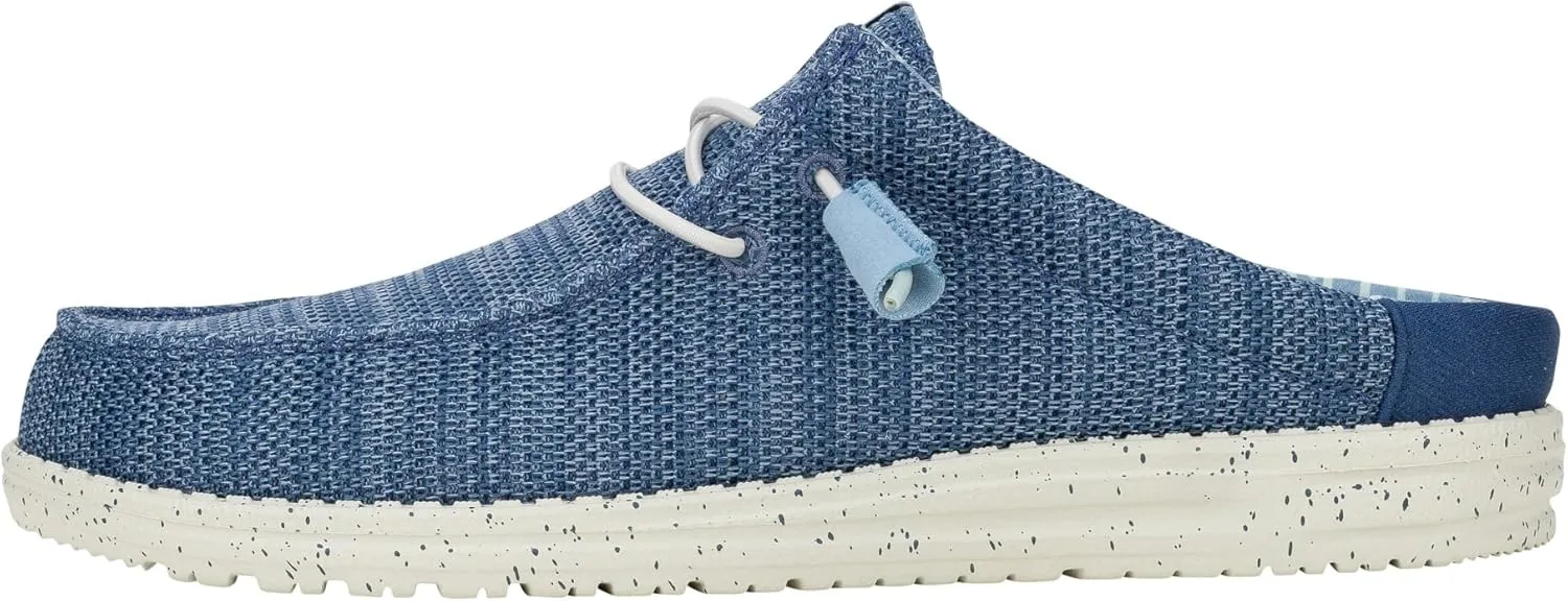 HEYDUDE Wally Slip Stretch Sox Faded Denim/Sargasso Blue Size 8, Men’s Shoes, Men's Slip-on Loafers, Comfortable & Light-Weight