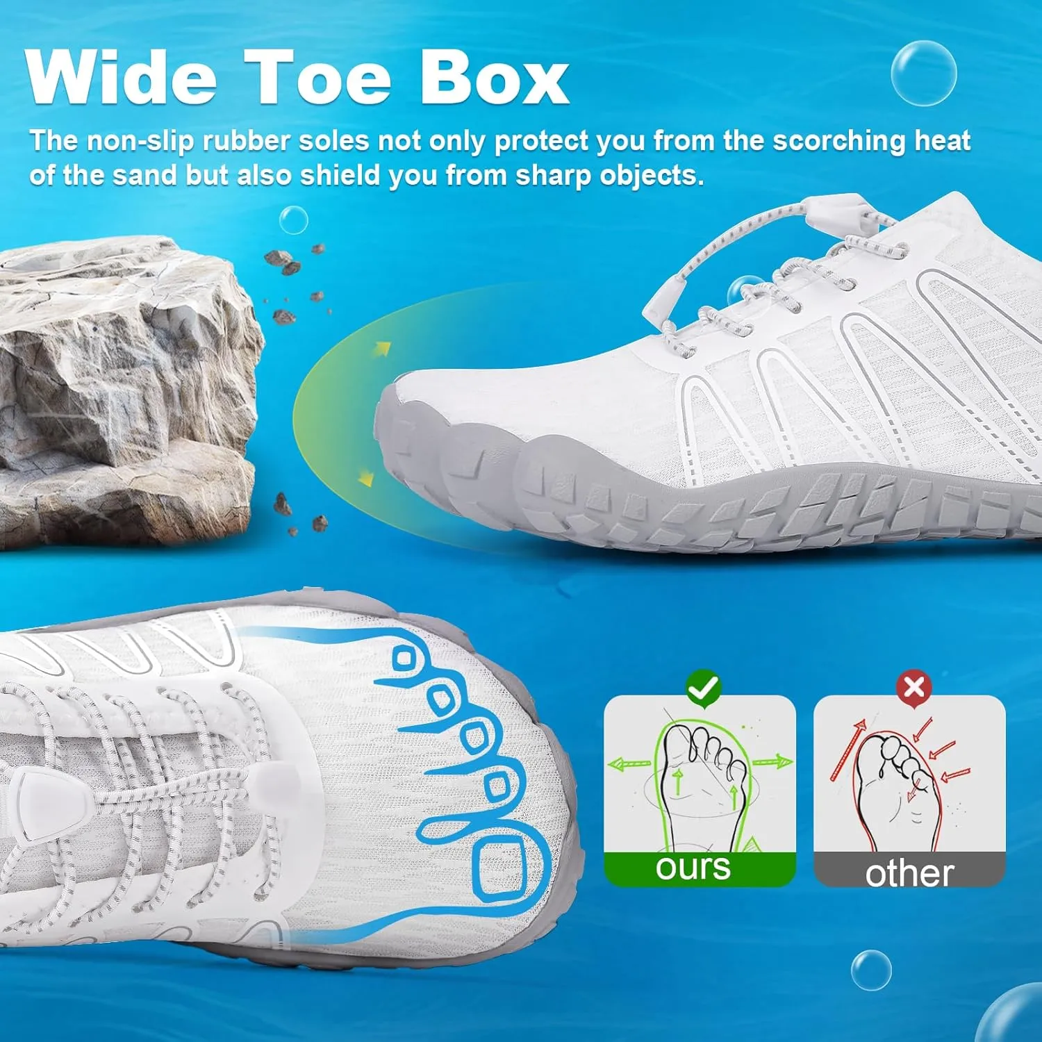 Hike Barefoot Shoes Women Men Footwear Wide Toe Quick-Dry Pro Barefoot Beach Swim Minimalist Grounding Shoes Breathable Non-Slip Grounded Footwear for Walking Kayaking Hiking Surfing