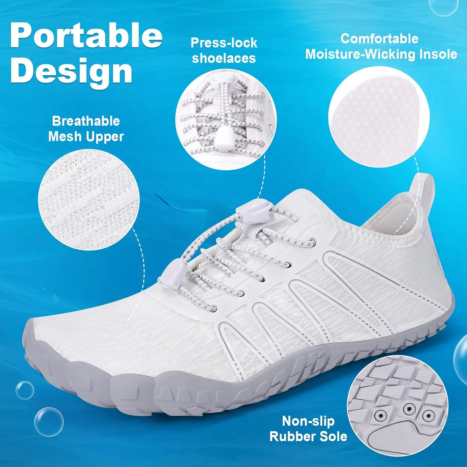 Hike Barefoot Shoes Women Men Footwear Wide Toe Quick-Dry Pro Barefoot Beach Swim Minimalist Grounding Shoes Breathable Non-Slip Grounded Footwear for Walking Kayaking Hiking Surfing