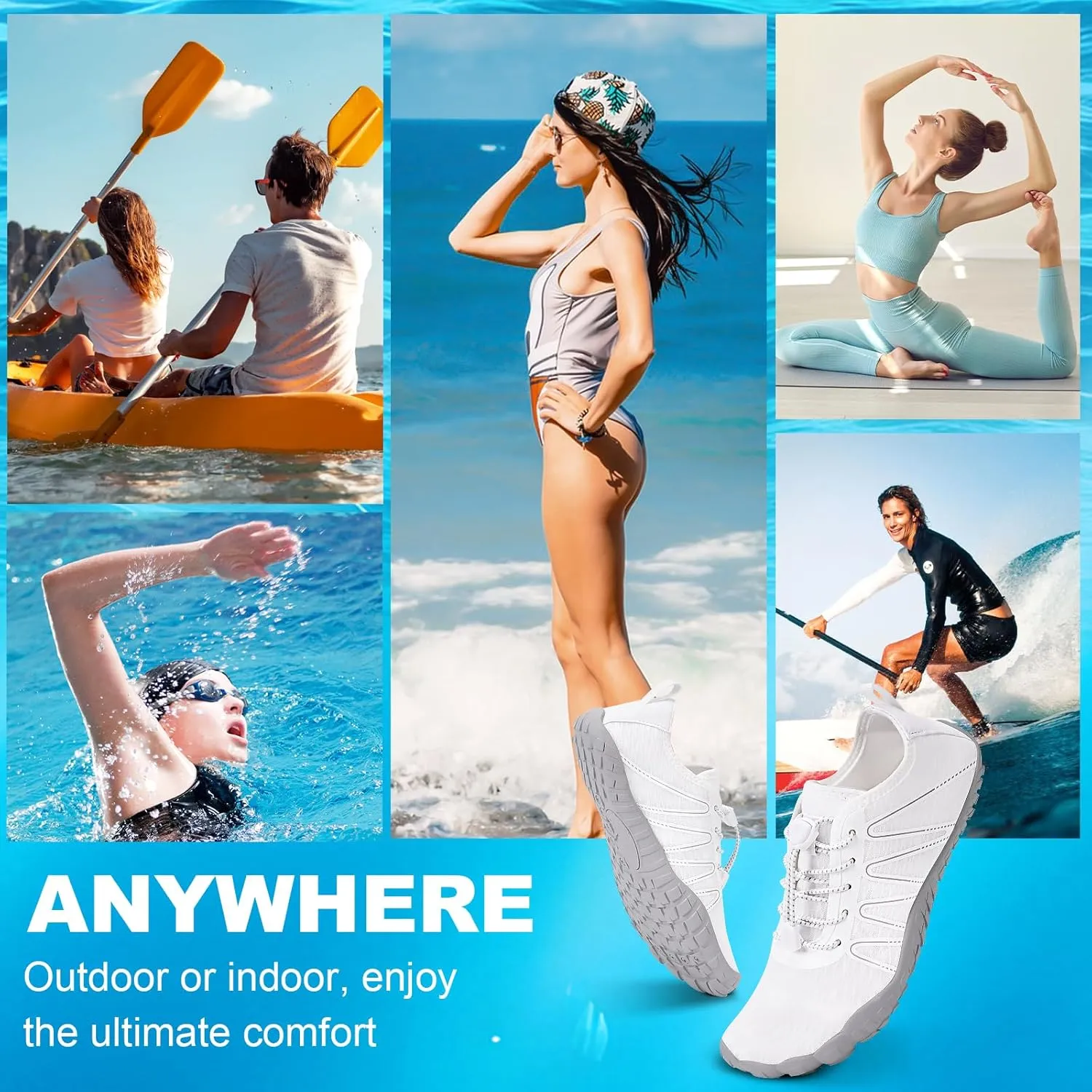 Hike Barefoot Shoes Women Men Footwear Wide Toe Quick-Dry Pro Barefoot Beach Swim Minimalist Grounding Shoes Breathable Non-Slip Grounded Footwear for Walking Kayaking Hiking Surfing